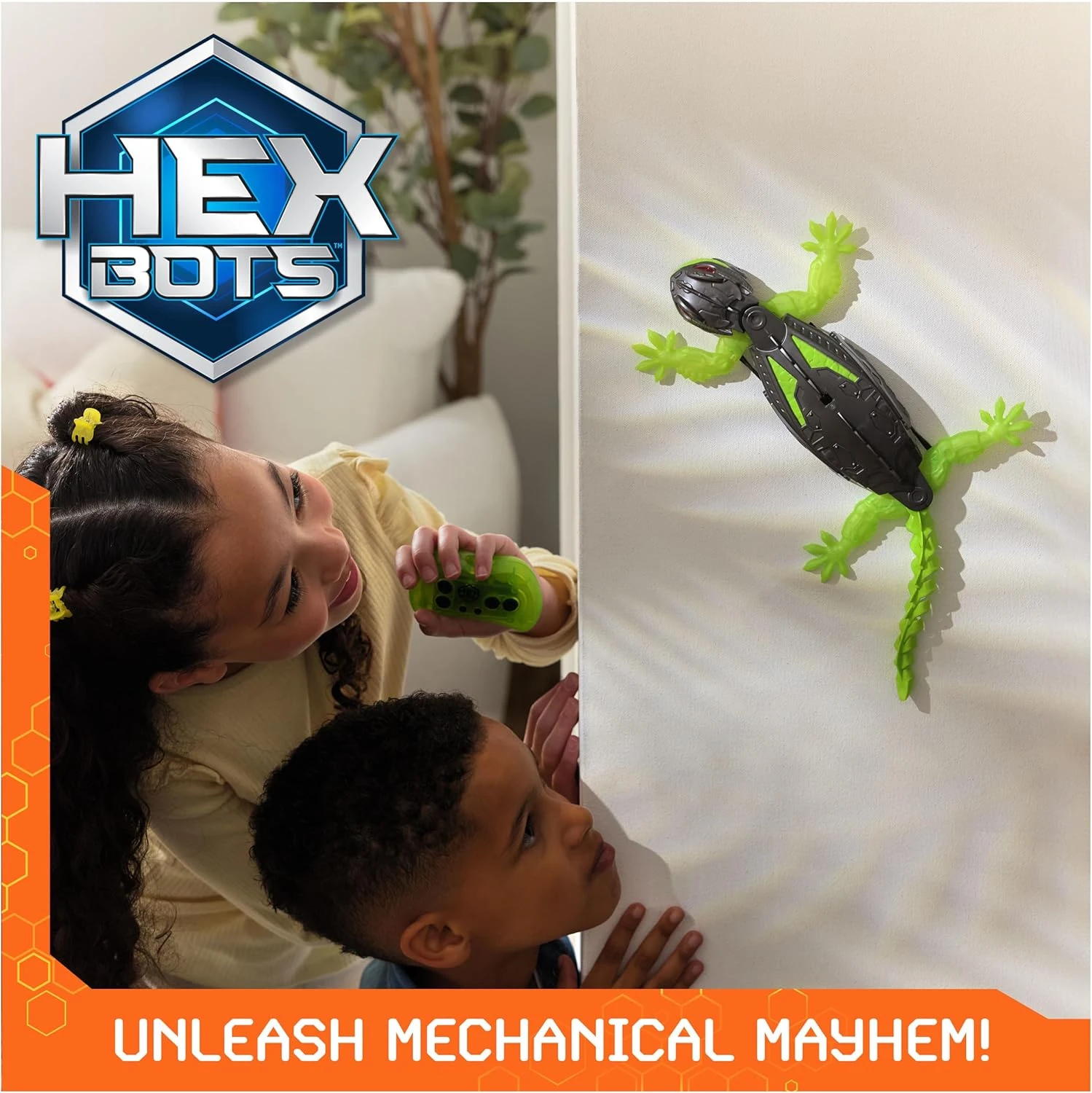 HEX BOTS Wall Crawler Gecko, Rechargeable Remote Control Robot Kids Toys, Climbs
