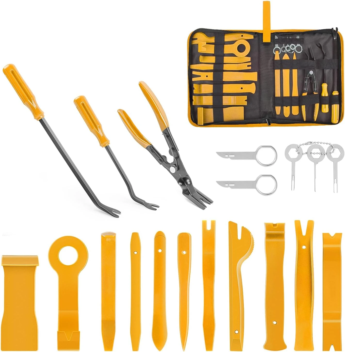 GOOACC 19Pcs Trim Removal Tool Set Panel Fastener Clips Removal Automotive Plast