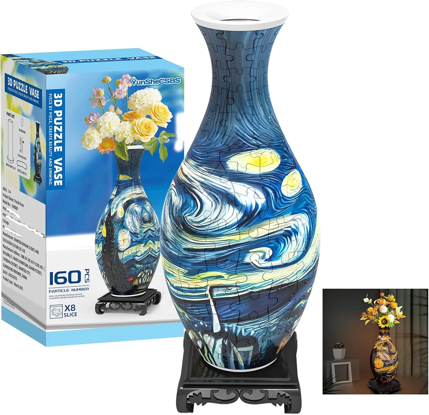 3D Puzzles Vase for Adults, Crafts for Adults, 160 Pieces Plastic DIY Unique Flo