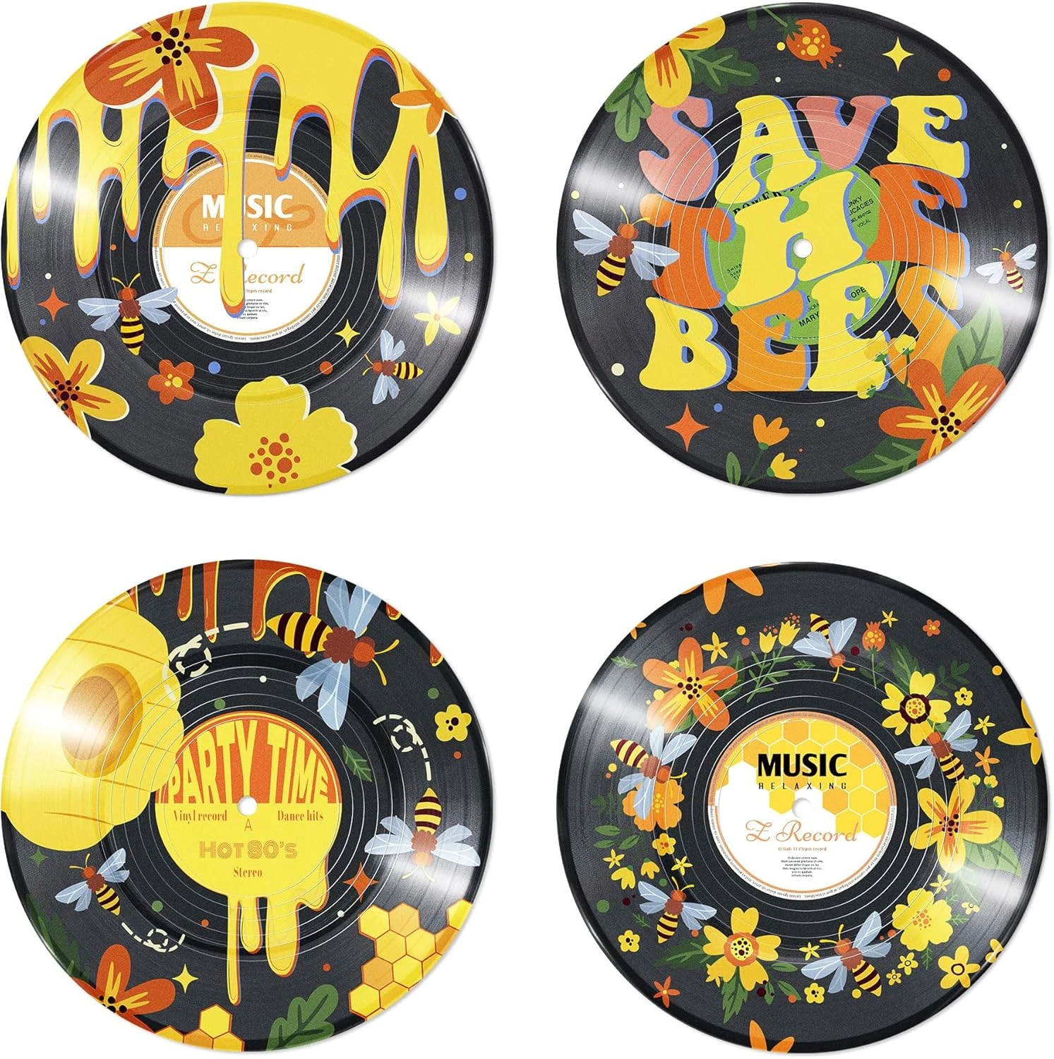 Putuo Decor Vintage Decor Records for Wall Aesthetic Flower Theme Vinyl Records 