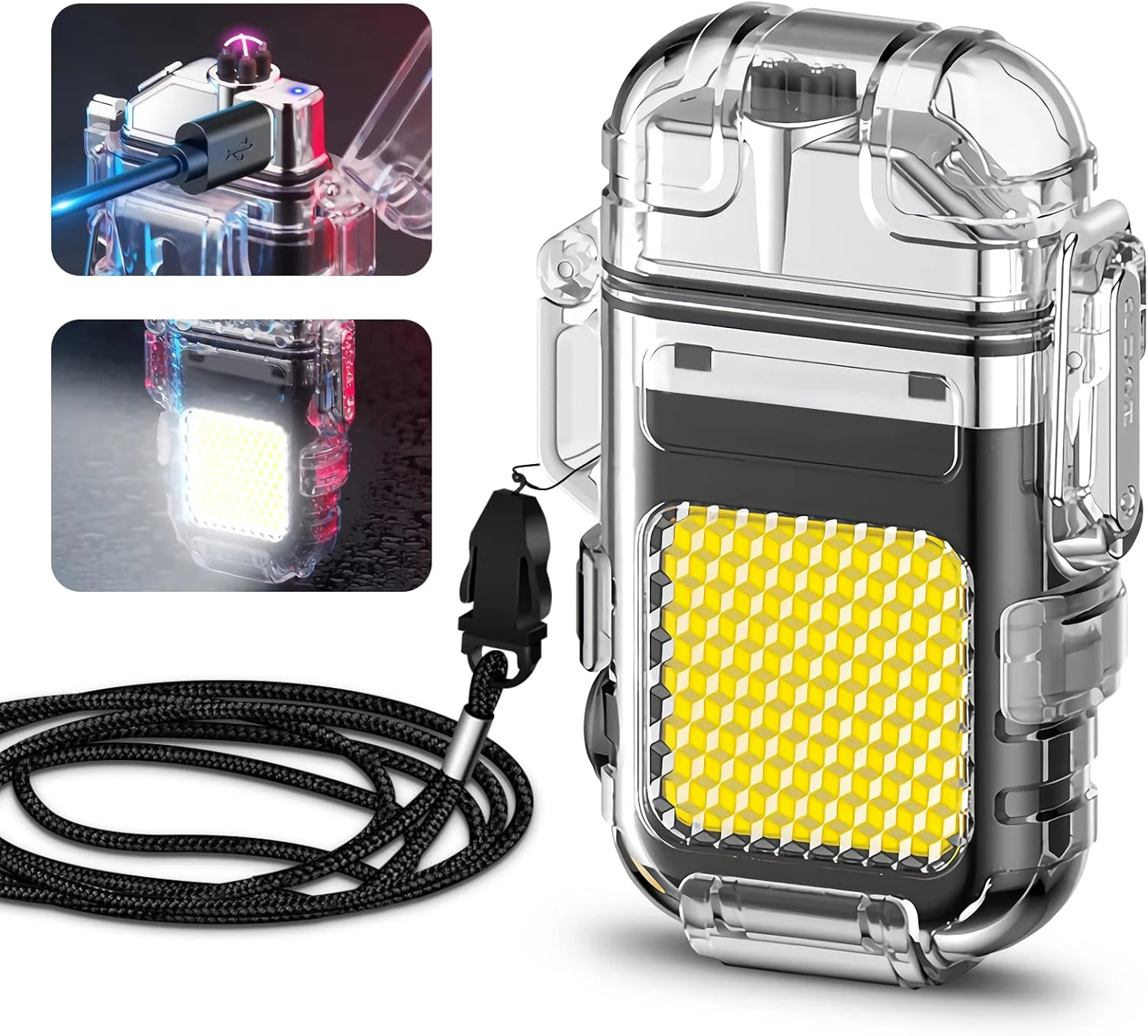 Ubitree Electric Lighter with Flashlight, Waterproof USB Rechargeable Dual Arc P